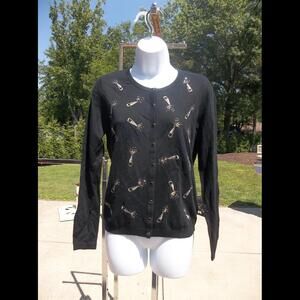 NWT TALBOTS BLACK CHAMPANGE BOTTLE SWEATER M $109